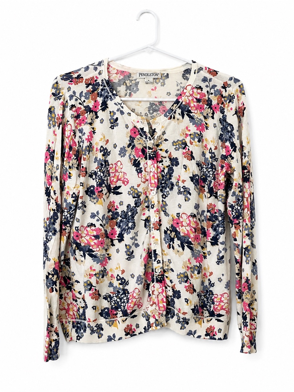 Pendleton Floral Cotton Button Front Cardigan Women’s Large